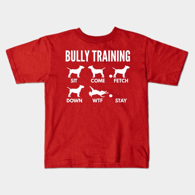 EBT Training Bull Terrier Dog Tricks Kids T-Shirt by DoggyStyles